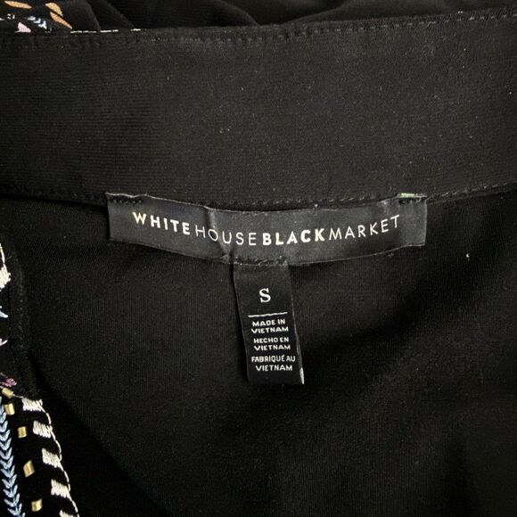 WHBM Women's Small Black Embroidered Trim Stretch Shift 3/4 Sleeve Dress - Picture 5 of 7